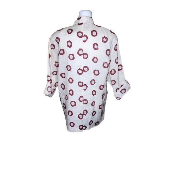 Vintage 80s Geometric Boyfriend Blazer Jacket Womens Size XL White Red Linen - Picture 5 of 9